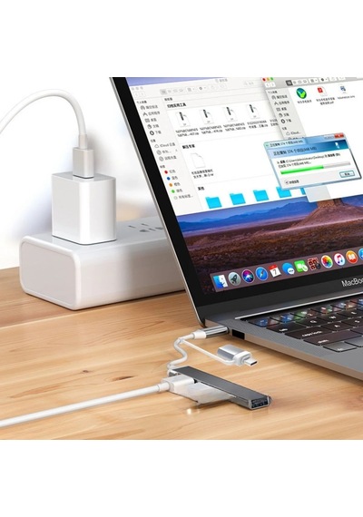 4 Port'lu Bağlantı İstasyonu Ultra İnce Usb Bölücü Type-c Tipi Çoklu Arayüz Adaptörü Multi Usb Çoklayıcı Belirtilmemis