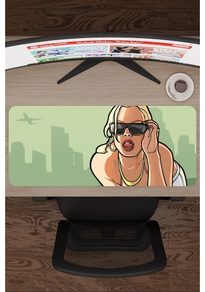 Gta San Andreas Kaymaz Dikişli Kauçuk Oyuncu Mousepad V2 - 70x30 Xl Gaming Mouse Pad Fare Altlığı