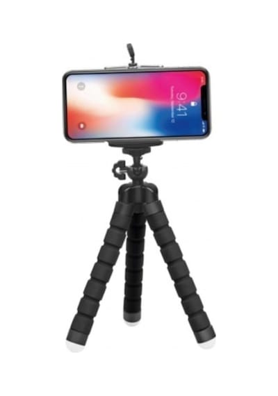 Tek Ebat Cep Telefonu Için Ahtapot Tripod Selfie Mini Esnek Masa Üstü Stand T-1 Siyah Sabitleyici Diğer