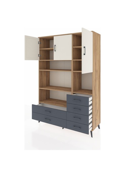 Hyperion Dolap 9 Raflı 6 Çekmeceli 3 Kapaklı 132x44x195 Çam-aytaşı/antrasit Aytası/antrasıt Hyperion Dolap 9 Raflı 6 Çekmeceli 3 Kapaklı 132x44x195 Çam-aytaşı/antrasit Aytası/antrasıt