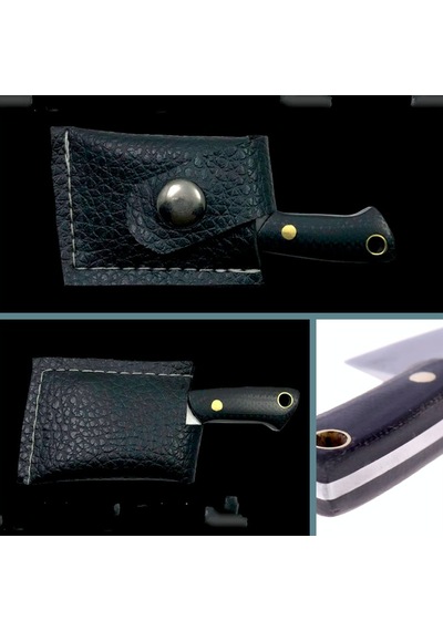 Omeniv Mini Çelik Kamp Çakı Satır Kamp Bıçak Kolye + Kılıf Siyah