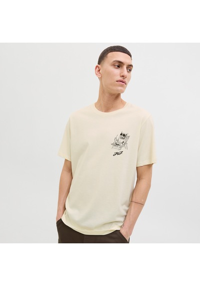 Jack & Jones Jack&jones Relax Erkek Ekru Bisiklet Yaka Tişört Ekru