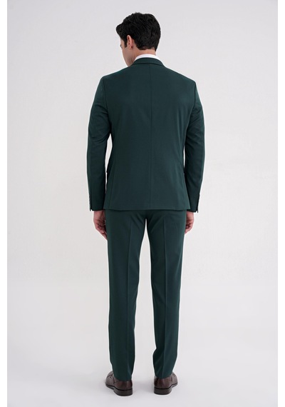 Efor Slim Fit Çift Yırtmaç Düz Yeşil Klasik Takım Elbise Tk 913 Yeşil