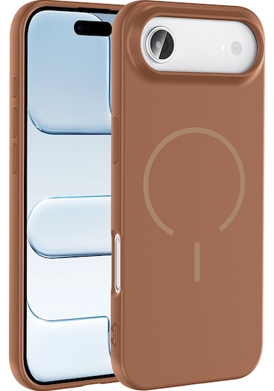 Apple Uyumlu iPhone 17 Air Kılıf M-safe Şarj Özellikli Zore Meta Kapak Kahverengi