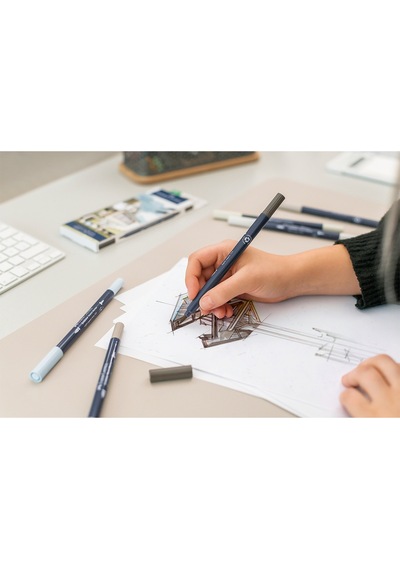 Faber-Castell Goldfaber Sketch Marker Seti, Architect, Mimari Projeler İçin, Su Bazlı, Fırça ve Fineliner Uçlu