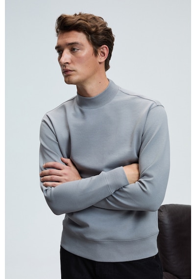 Grımelange QUILLA Erkek Yarım Balıkçı Basic Gri Sweatshirt
