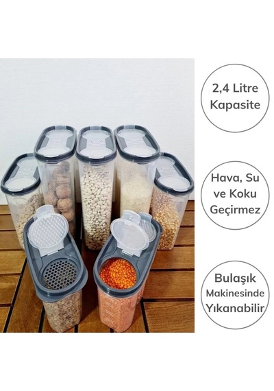 2 Kapaklı Ölçekli Erzak Kuru Gıda Saklama Kutusu Kabı 2,4 Litre-sa940 Belirtilmemis