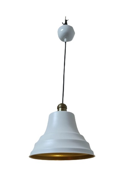 Dylight Retro Metal Eskitme Duylu Beyaz İçi Gold Tekli Sarkıt Avize Çap.27 Cm