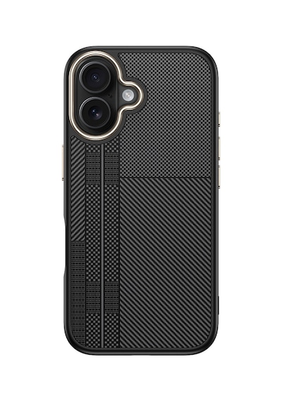 Apple Uyumlu iPhone 16 Plus Kılıf M-safe Şarj Özellikli Karbon Fiber Görünümlü Tchs Antina Kapak - Siyah-gri Siyah-gri