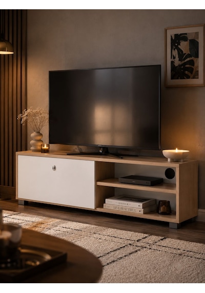 İda Tv Ünitesi Tv Sehpası Beyaz - Çam