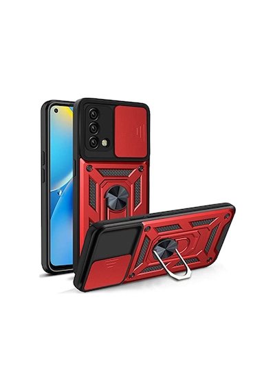 Oppo A74 4G Kilif Sert Silikon Tank Aramid Sürgülü Vega Yüzüklü 563451321