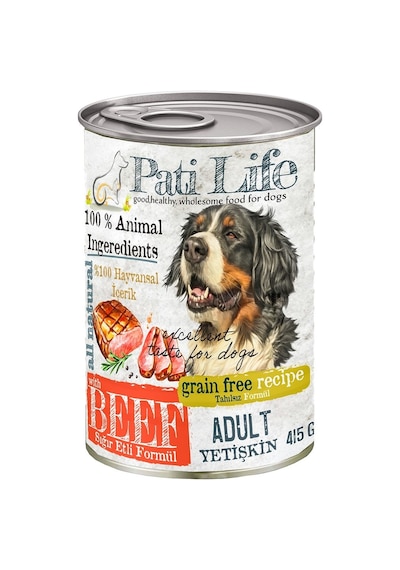 Pati Life Tahılsız Sığır Etli Konserve Yetişkin Köpek Maması 24 x 415 G