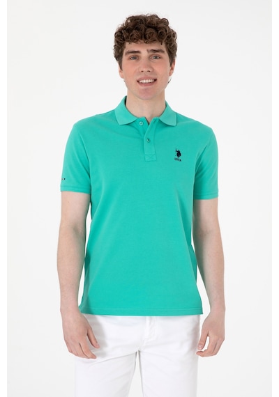 U.S. Polo Assn. Erkek Slim Fit Polo Yaka Mint Basic Tişört 50307699-VR090