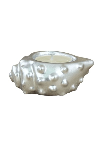 Mumluk Şamdan Tealight Mum Uyumlu Deniz Kabuğu Model - Gümüş