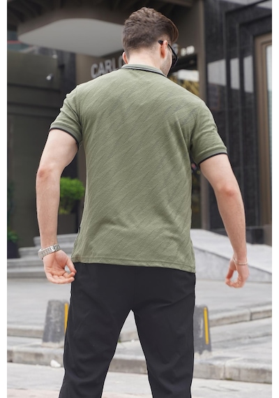 Madmext Haki Yeşil Polo Yaka Regular Fit Erkek T-shirt 6110-haki Yeşili Haki Yeşili