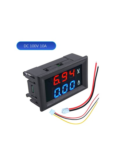 Kırmızı Mavi 10a-0.28 "mini Dijital Voltmetre Ampermetre Dc 100v 10a 50a 100a Panel Amp Volt Gerilim Akım Ölçer Test Cihazı Çift Led Ekran 3 Bit