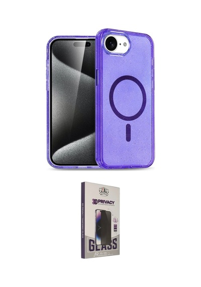 Cep Apple Uyumlu İphone 16e Kılıf Nova Asil Prime İkili Koruma Seti Najmaddin Mor