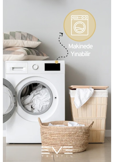 Eve Tekstil  4 Adet Çizgili Pamuk Saten Antibakteriyel Fermuarlı Yıkanabilir Otel Lüks Yastık Kılıfı 50x70cm Beyaz