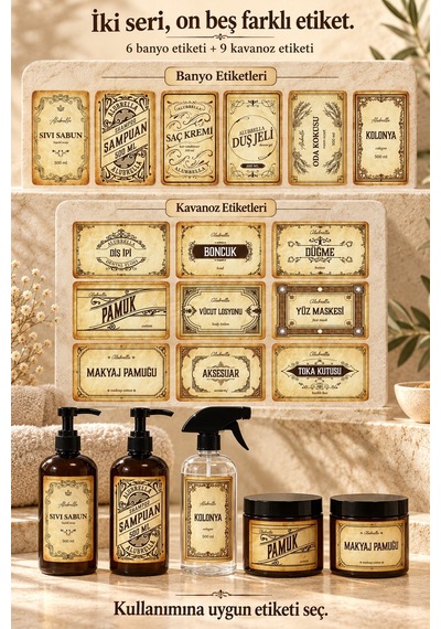 Alubrella 500 Ml Amber Pompalı Şişe, 2 Kapaklı Kavanoz Ve Şeffaf Sprey Şişe Etiketli Set