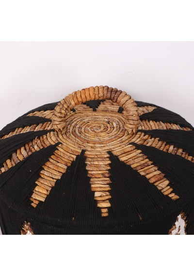Söke Makrome Ve Doğal Abaka - Kapaklı Sepet 45x48 Cm Mix