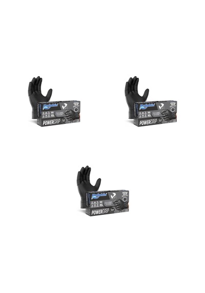 Dolphin Nitril Powergrip Ekstra Kalın Elmas Dokulu Eldiven Siyah Xl Büyük Boy - 50'li 3 Paket