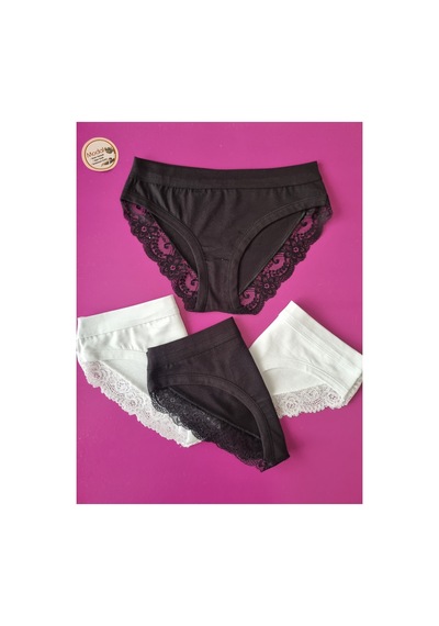 Demirsa Boutique Dantelli Ve Biye Detaylı 4'lü Siyah Ve Beyaz Renk Modal Kadın Bikini Külot Siyah-beyaz Demirsa Boutique Dantelli Ve Biye Detaylı 4'lü Siyah Ve Beyaz Renk Modal Kadın Bikini Külot Siyah-beyaz