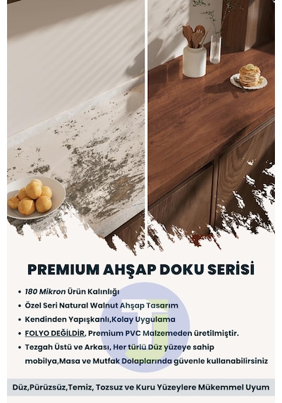 Technojet Premium Kendinden Yapışkanlı Ahşap Desen Pvc Kaplama Folyosu 60x300cm