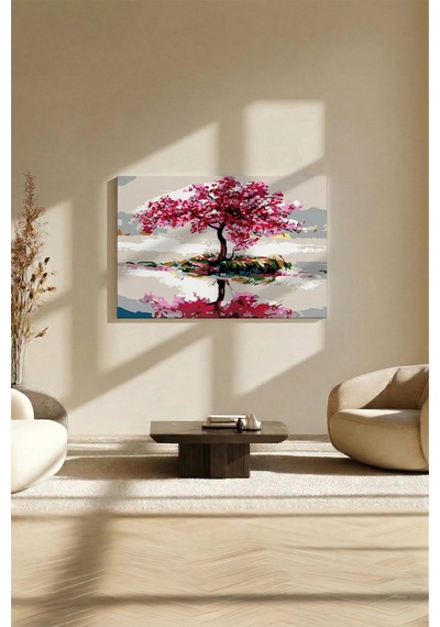 Sayılarla Boyama Seti 40 X 50 Cm Tuval Şasesine Gerili Yalnız Ağaç