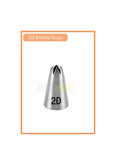 2d Kapalı Yıldız Desen Krema Duyu Büyük Boy Pasta Duyu Paslanmaz Çelik Krema Torbası Ucu 2.5x1.3x4.4 Cm Metalik Gri