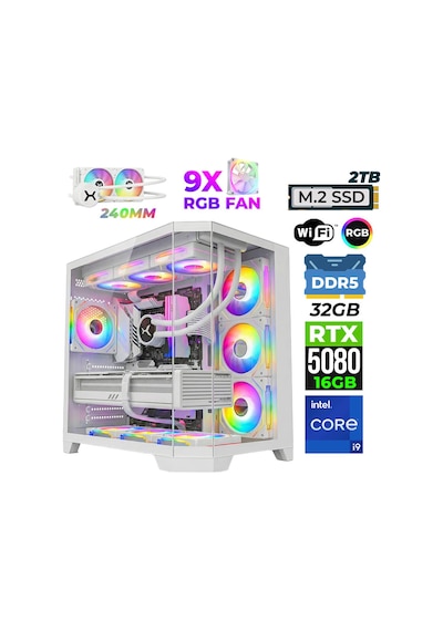 Xaser Pearl X80 i9-14900KF 32 GB 2 TB M.2 Nvme SSD 16 GB RTX5080 Free Dos Masaüstü Oyuncu Bilgisayarı