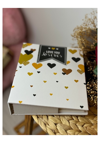 Rabsev Fotoğraf Albümü 15x21cm 100 Fotoğraf Kapasiteli Renkli Love You Desenli Anı Albümü