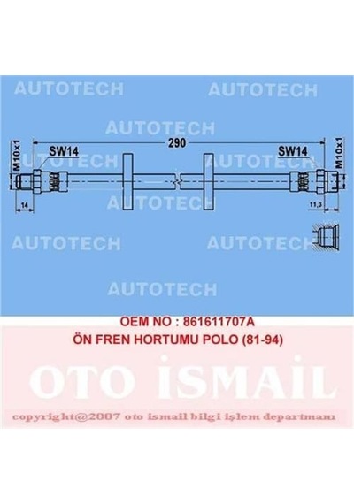 AUTOTECH TVP02 Fren Hortumu Ön Polo 81-94