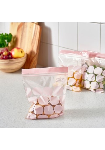 Ikea Istad Kilitlenebilir Buzdolabı Poşeti, Açık Pembe, 1 Lt, 25 Adet