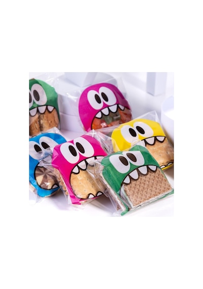 Bimotif Mavi Canavar Desenli Bantlı Cake Pops Ve Kurabiye Poşeti, 10x15 Cm 100 Adet Diğer