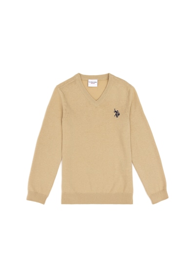 U.S. Polo Assn. Erkek Çocuk Açık Haki Basic V Yaka Kazak 50294200-VR183