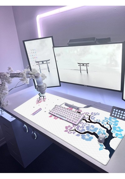 Porge Gaming Sakura Mouse Pad 90x40 Cherry Blossom Mouse Pad Xxl Büyük Oyuncu Mouse Altlığı Kiraz Çiçeği Mousepa