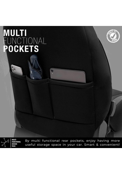 Limited Design Ortopedik Ekstra Destekli Oto Koltuk Kılıfı Tam Set Siyah-gri