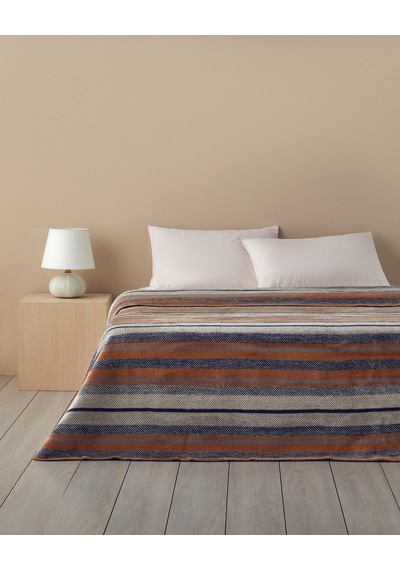 Bold Stripe Akrilik Çift Kişilik Battaniye 200x220 Cm Antrasit Antrasit