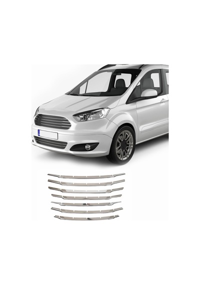 Ford Courier Uyumlu 2017-2023 Krom Ön Panjur 7 Parça Paslanmaz Çelik
