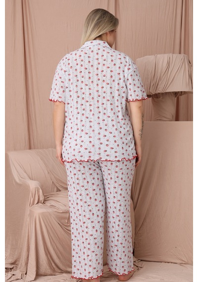Wordex Mirano 1851 Pointel İnce Kumaş Düğmeli Kısa Kollu Büyük Beden Kadın Pijama Takımı Gri Wordex Mirano 1851 Pointel İnce Kumaş Düğmeli Kısa Kollu Büyük Beden Kadın Pijama Takımı Gri
