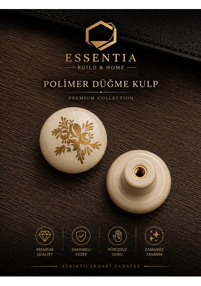 Polimer Gold Desenli Düğme Kulp Premium Dekoratif Dolap Ve Çekmece Kulpu Çoklu Renk