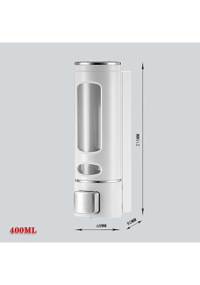 1 Adet Beyaz 400 Ml Duvara Monte Manuel Sabunluk Banyo , Mutfak El Sıvı Şampuan Duş Jeli M-52 Beyaz