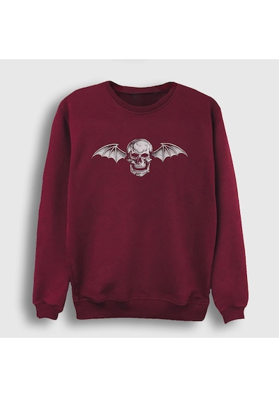Presmono Unisex Logo Avenged Sevenfold Sweatshirt Bordo