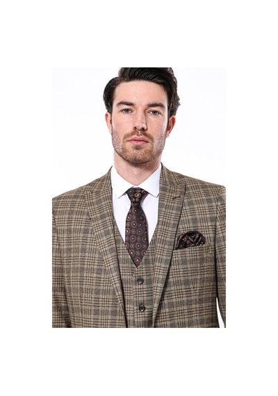 Wessi Ekose Slim Fit Kahverengi Erkek Ceket - Wessi Kahverengi Wessi Ekose Slim Fit Kahverengi Erkek Ceket - Wessi Kahverengi