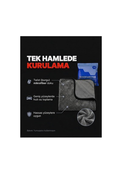 - Ultra Emici Mikrofiber Twist Araç Oto Kurulama Havlusu 70x90 Cm 600 Gsm