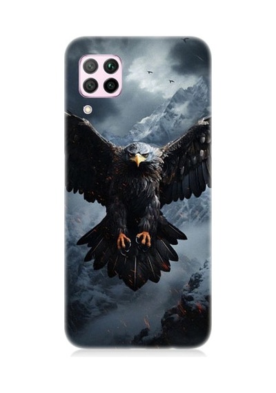 Huawei P40 Lite Uyumlu Uçan Savaşçı Kartal Desenli Silikon Kılıf