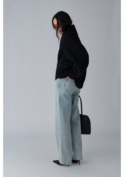 Suud Collection Siyah Mana Oversize Yün Triko Hırka