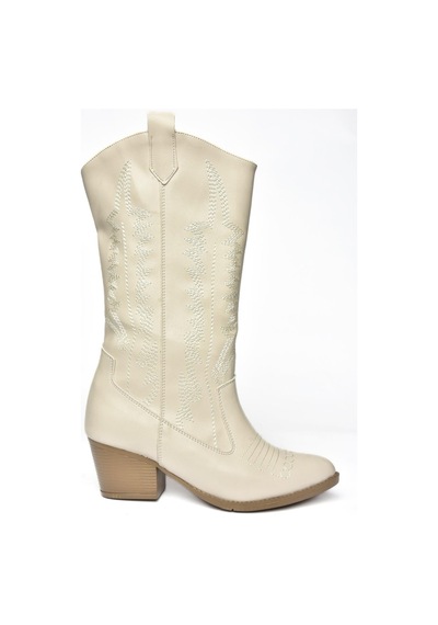 Fox Shoes R973934009 Bej Alçak Topuklu Kadın Çizme Bej