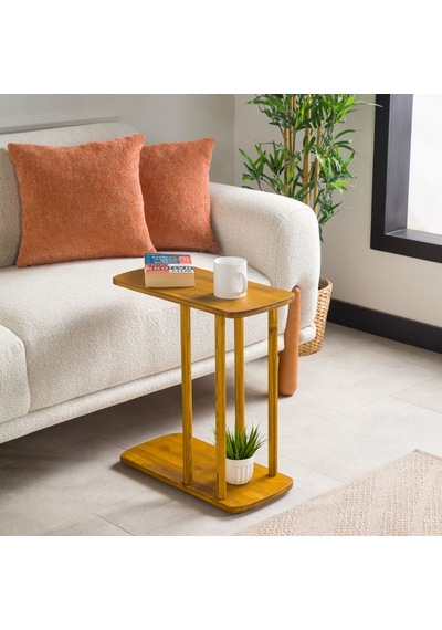 Furnirem Masif Çam Ahşap Modern C Sehpa Koltuk Yanı Yan Sehpa 49x24x55 Cm Meşe
