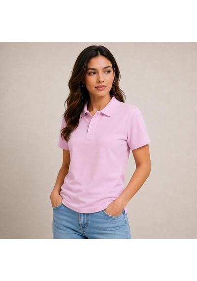 Primemagazam Kadın Polo Yaka Pike Kumaş Düğmeli Basic Tişört Günlük Rahat - Pembe Çeşitli